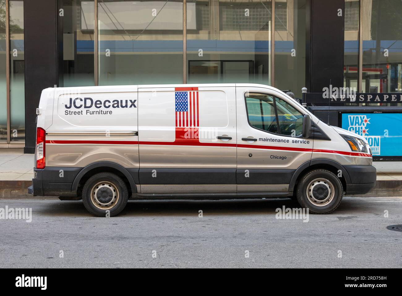 Service Van von J C Decaux Lieferant von Street Furniture in Chicago, USA Stockfoto