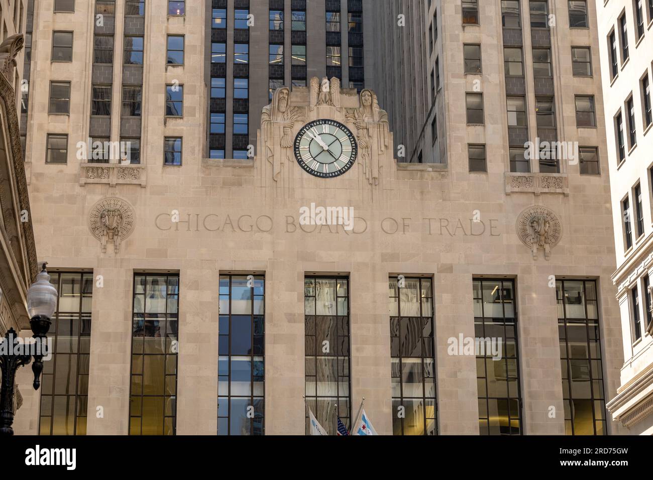 Fassade des Chicago Board of Trade Building im Financial District of Chicago, USA, am W Jackson Blvd, Chicago Illinois America Stockfoto