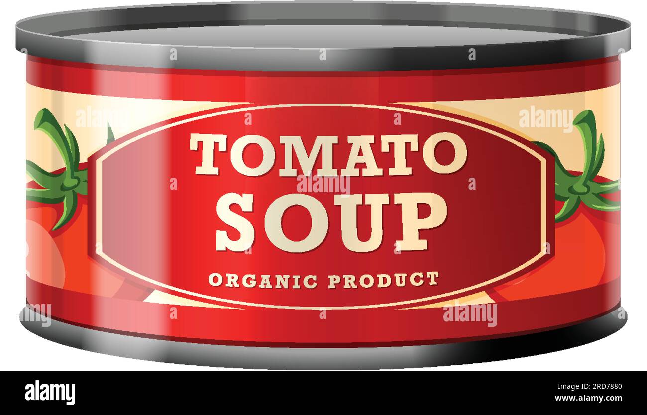 Abbildung: Tomatensuppe in Lebensmitteldose Vektor Stock Vektor