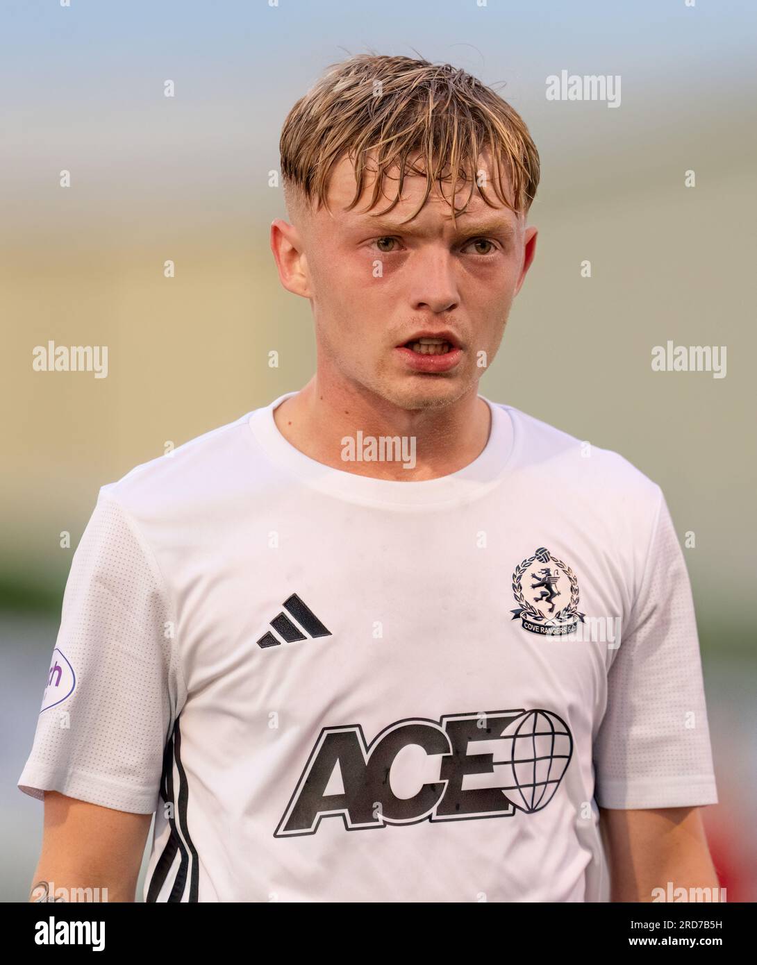 Cove Rangers FC, Balmoral Stadium, Cove, Aberdeen, Großbritannien. 18. Juli 2023. Das ist aus dem Viaply Cup Spiel zwischen Cove Rangers FC und Clyde FC. BILDINHALT - COVE - TYLER MYKTA Kredit: JASPERIMAGE/Alamy Live News Stockfoto