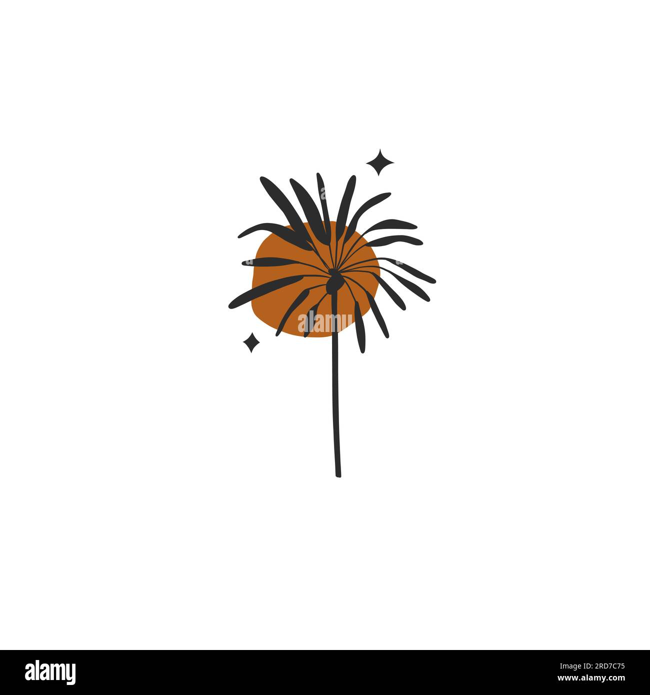 Handgezeichneter Vektor abstrakt Einfache minimalistische Strichkunst Grafik Zeichnen tropische Meereslebewesen Symbolsammlung isoliert. Sommerpalmenstrand modern Stock Vektor