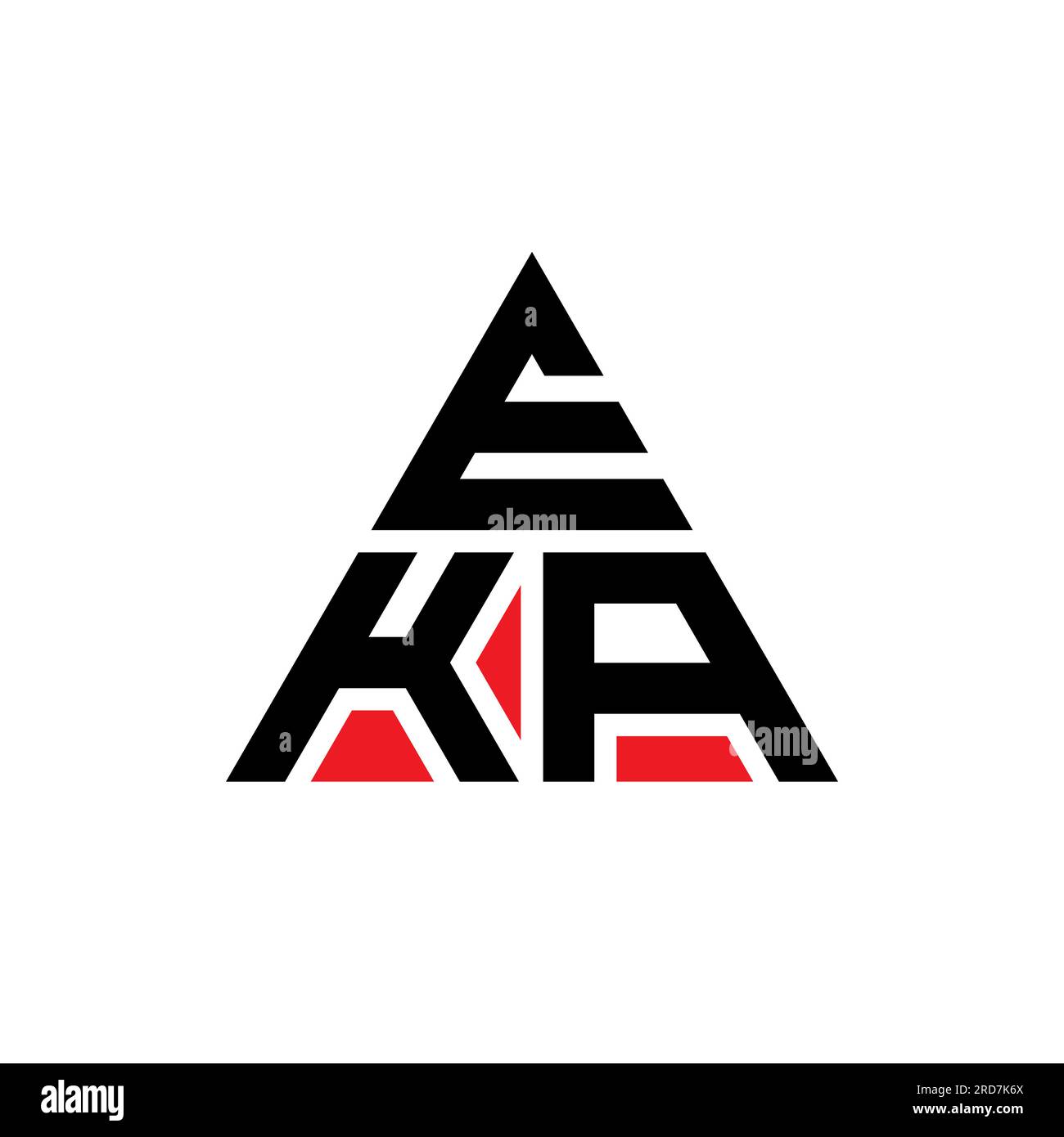 LOGO mit DREIECKSBUCHSTABEN „EKA“ in Dreiecksform. Monogramm mit EKA-Dreieck-Logo. EKA-Dreieck-Vektor-Logo-Vorlage mit roter Farbe. EKA triangul Stock Vektor