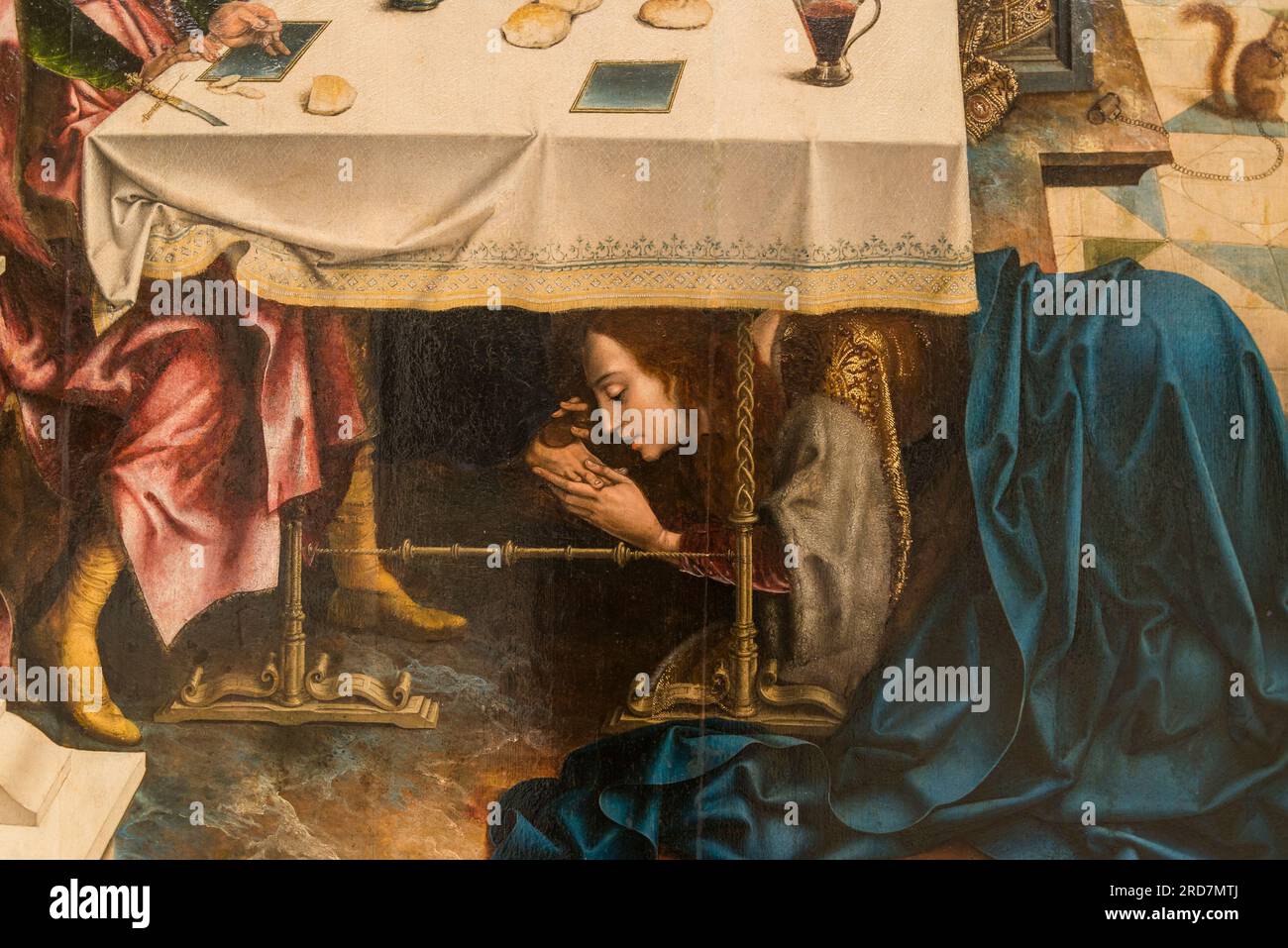 Details von Mary Magdalene, die die Füße küsst, Triptych Christ im Haus von Simon dem Pharisäer, Old Masters Museum, Royal Museums of Fine Arts of Graf Stockfoto