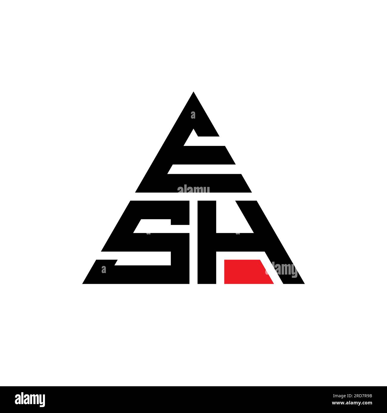 ESH-Logo mit Dreiecksbuchstaben und Dreiecksform. ESH-Dreieck-Logo-Monogramm. ESH-Dreieck-Vektor-Logo-Vorlage mit roter Farbe. ESH Triangul Stock Vektor