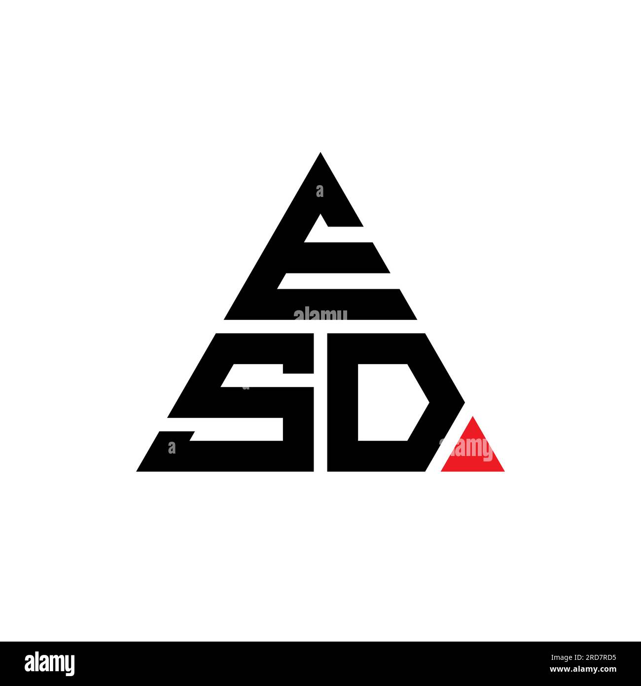 ESD-Logo mit Dreiecksbuchstaben und Dreiecksform. ESD-Dreieck-Logo-Monogramm. ESD-Dreieck-Vektor-Logo-Vorlage mit roter Farbe. ESD Triangul Stock Vektor