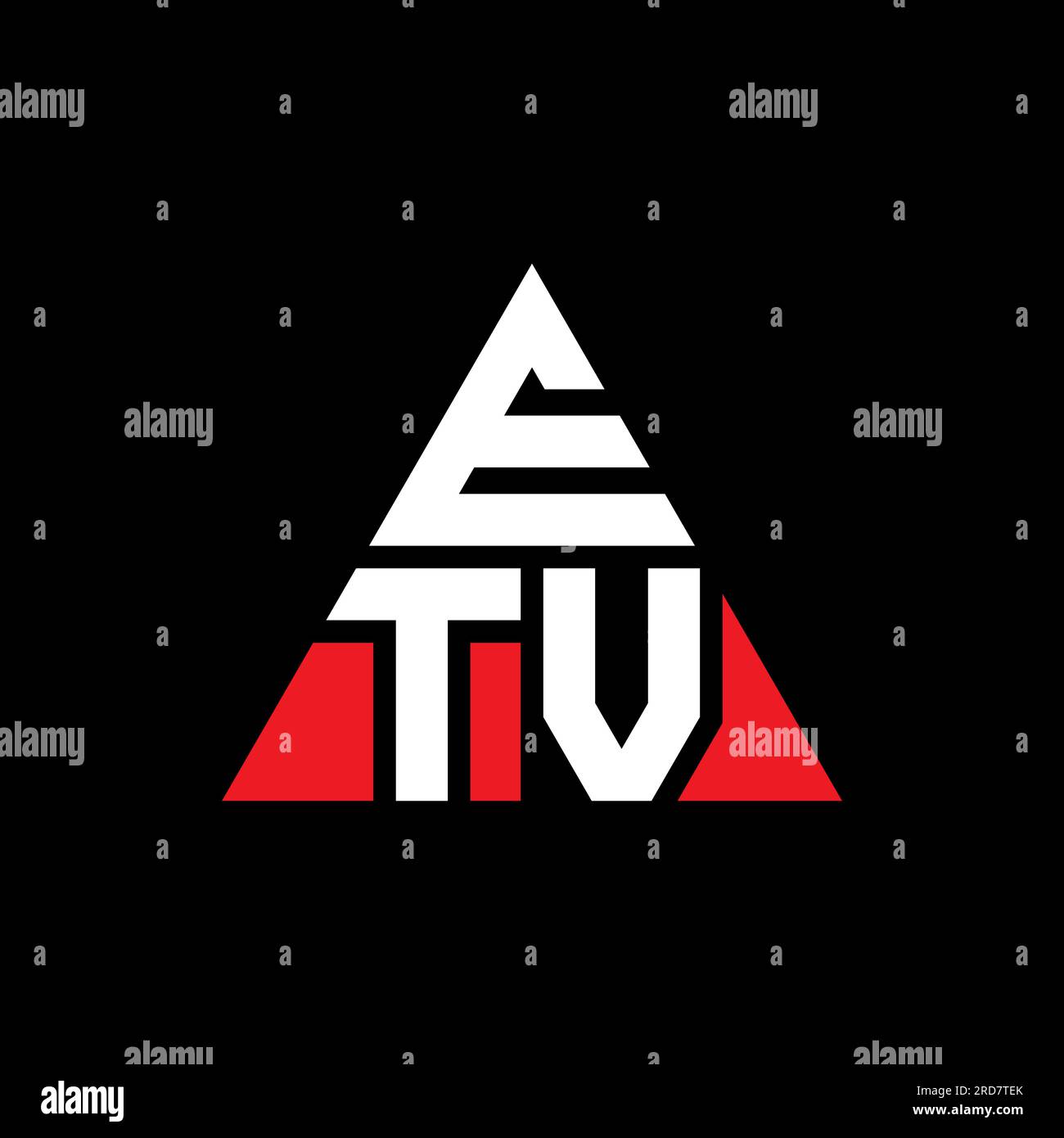 ETV-Logo mit Dreiecksbuchstaben und Dreiecksform. ETV-Dreieck-Logo-Monogramm. ETV-Dreieck-Vektor-Logo-Vorlage mit roter Farbe. ETV Triangul Stock Vektor