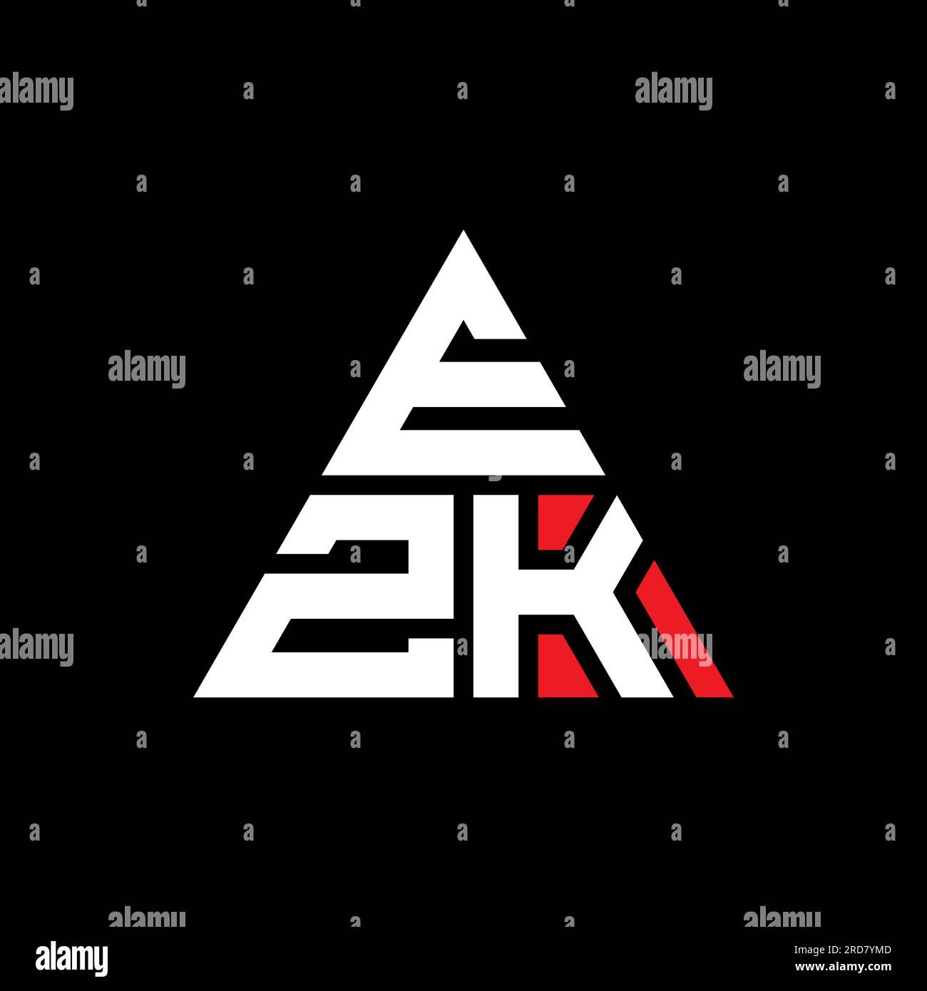 LOGO mit EZK-Dreiecksbuchstaben in Dreiecksform. MONOGRAMM mit EZK-Dreieck-Logo. EZK-Dreieck-Vektor-Logo-Vorlage mit roter Farbe. EZK triangul Stock Vektor