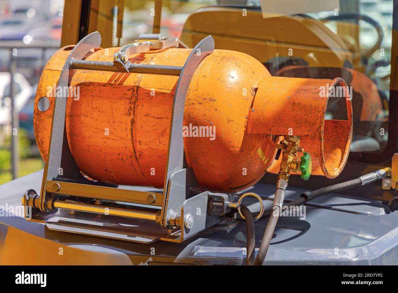 Oben Montierte Treibgasflasche Gabelstapler Stromversorgung Stockfoto