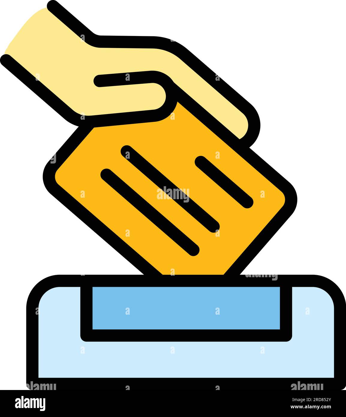 Konturvektor des Symbols für Kartenzahlung. Gutschrift. Handkaufsfarbe flach Stock Vektor