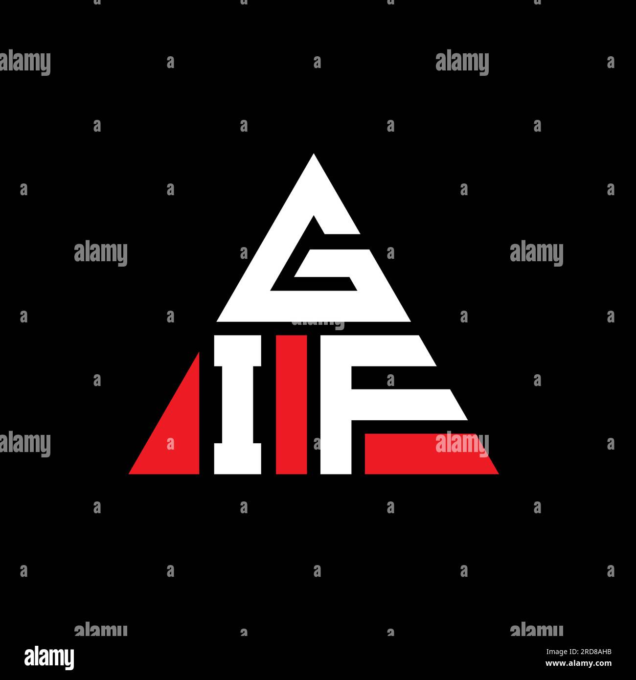 GIF-Logo mit Dreiecksbuchstaben und Dreiecksform. GIF-Monogramm mit Dreieckslogo. GIF-dreieckige Vektor-Logo-Vorlage mit roter Farbe. GIF Triangul Stock Vektor