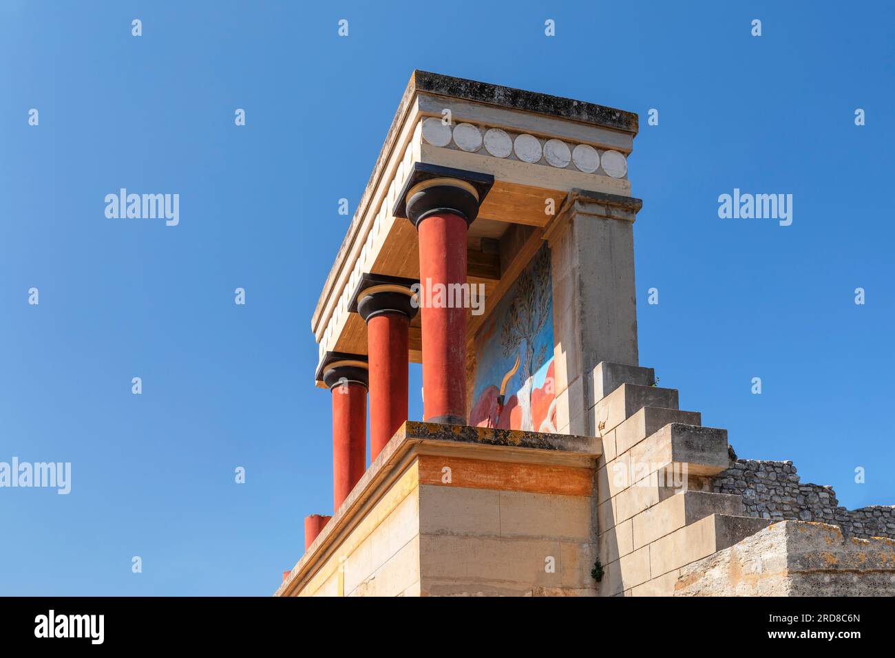 Palast von Minos, restaurierter Nordeingang, alte Stadt Knossos, Irakklion, Kreta, griechische Inseln, Griechenland, Europa Stockfoto