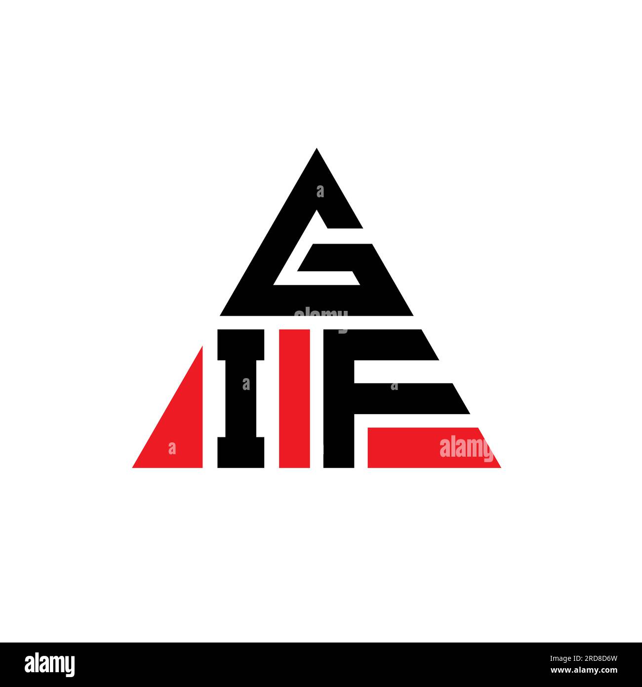 GIF-Logo mit Dreiecksbuchstaben und Dreiecksform. GIF-Monogramm mit Dreieckslogo. GIF-dreieckige Vektor-Logo-Vorlage mit roter Farbe. GIF Triangul Stock Vektor