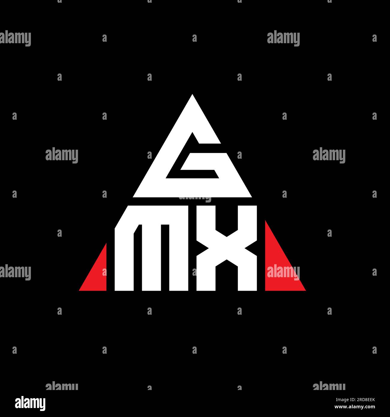 GMX-Logo mit dreieckigem Buchstaben in Dreiecksform. Monogramm mit GMX-Dreieck-Logo. GMX-dreieckige Vektor-Logo-Vorlage mit roter Farbe. GMX Triangul Stock Vektor