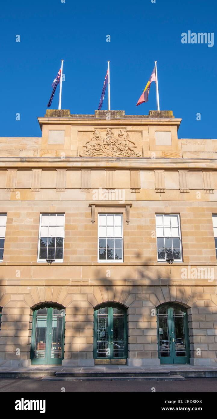 Eingang Parlamentsgebäude Hobart Tasmanien Australien Stockfoto