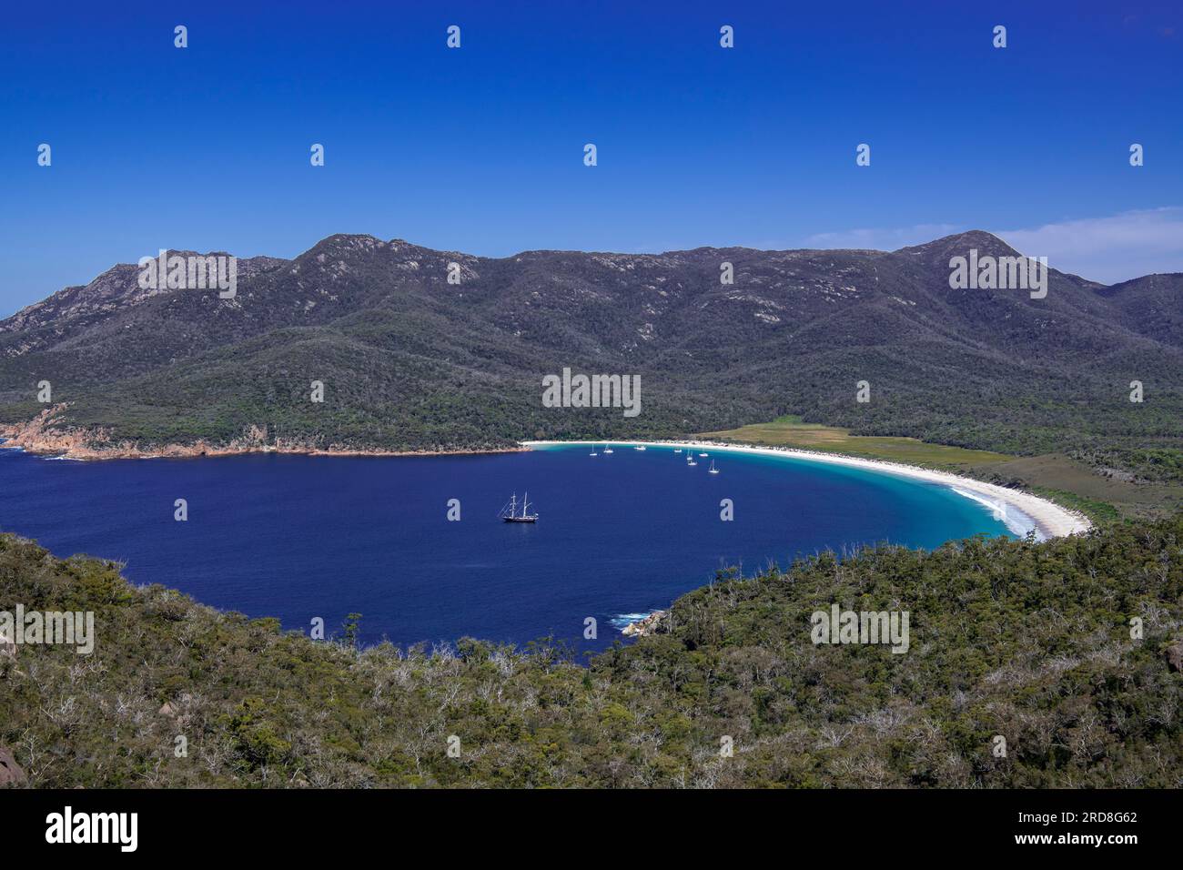Holzschiff Wineglass Bay Freyciner Peninsular Tasmania Australien Stockfoto