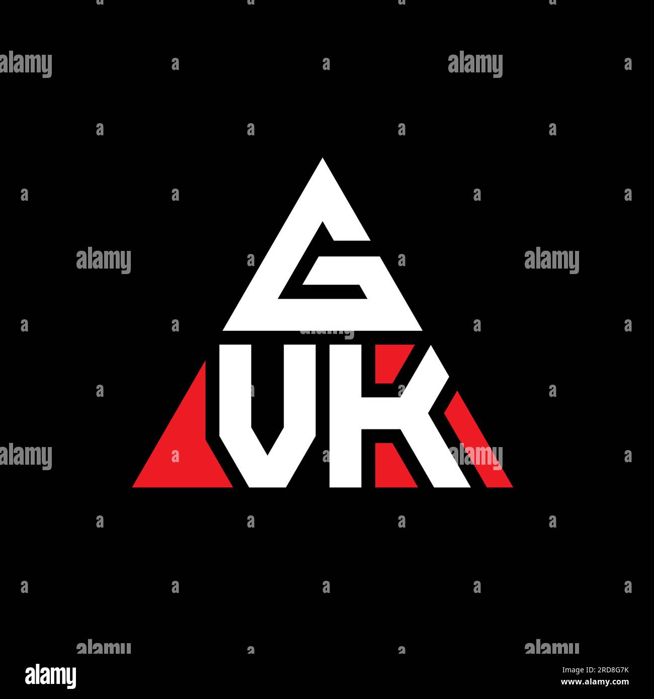 GVK-Logo mit Dreiecksbuchstaben und Dreiecksform. GVK-Dreieck-Logo-Monogramm. GVK-dreieckige Vektor-Logo-Vorlage mit roter Farbe. GVK Triangul Stock Vektor