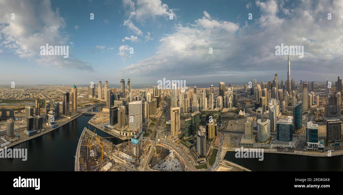 Blick aus der Vogelperspektive auf die Innenstadt von Dubai, die Vereinigten Arabischen Emirate, den Nahen Osten Stockfoto