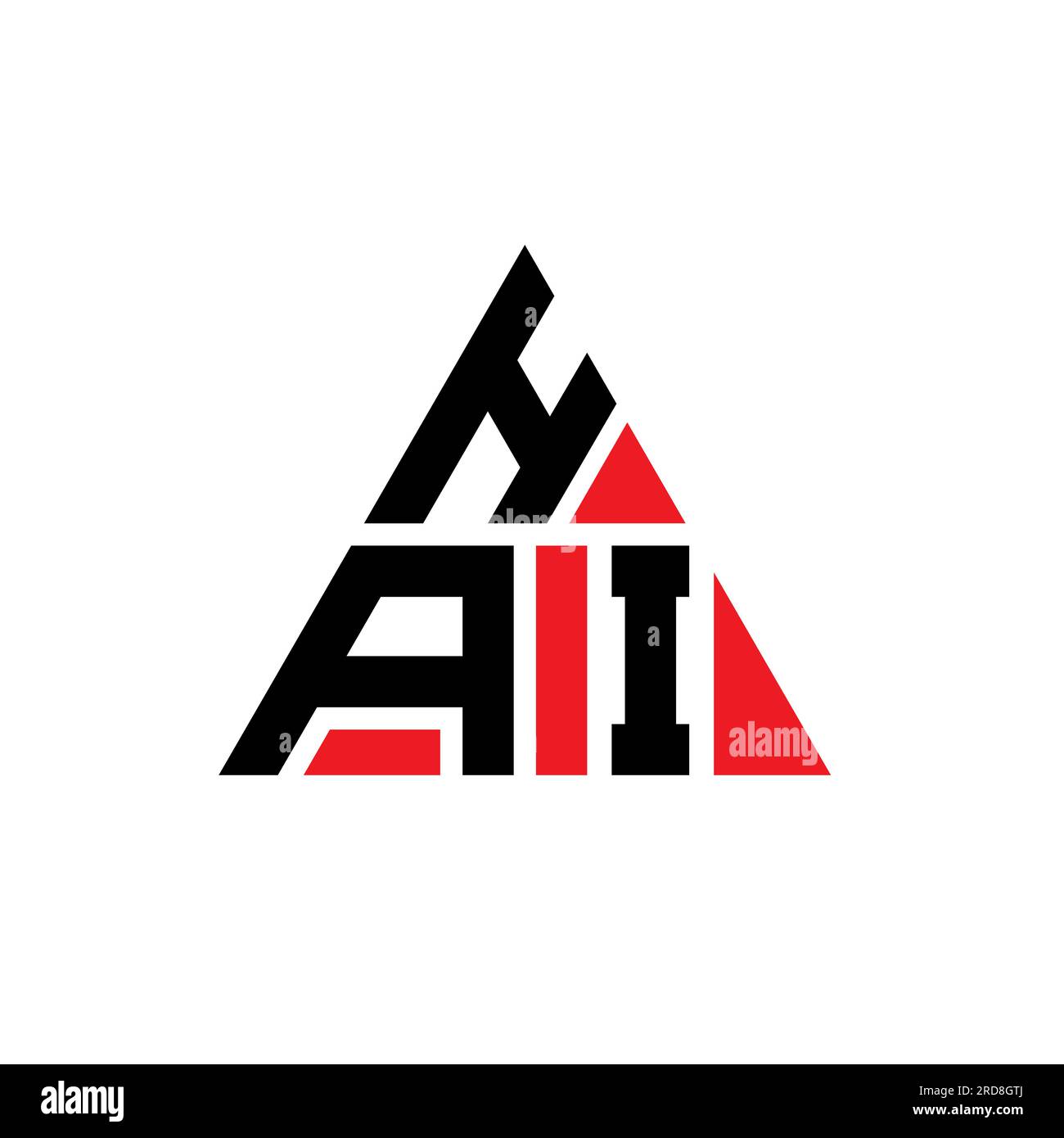 LOGO mit HAI-Dreiecksbuchstaben und Dreiecksform. Monogramm mit HAI-Dreieck-Logo. HAI-Dreieck-Vektor-Logo-Vorlage mit roter Farbe. HAI-Triangul Stock Vektor