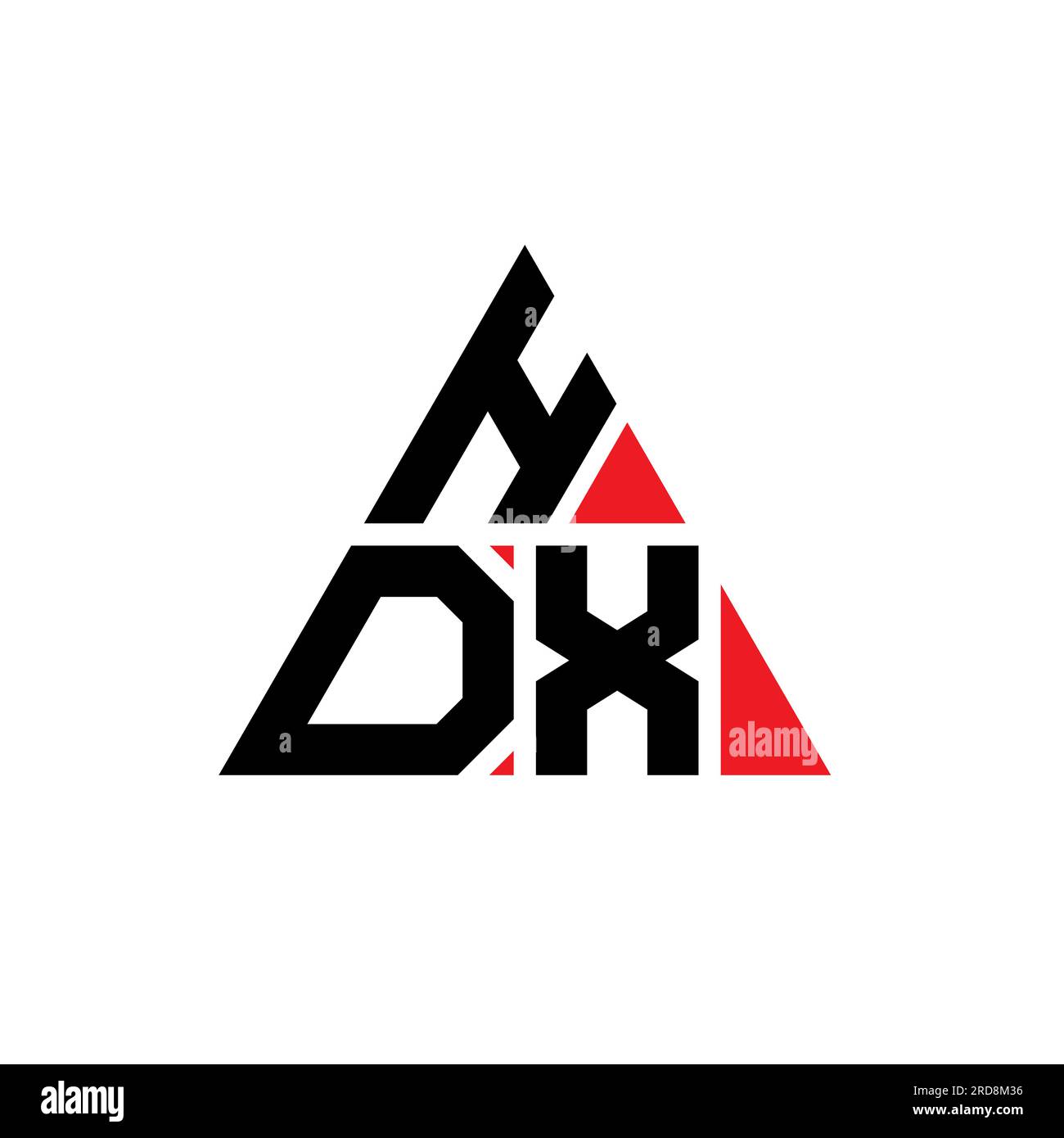 HDX-Logo mit Dreiecksbuchstaben und Dreiecksform. HDX-Dreieck-Logo-Monogramm. HDX-dreieckige Vektorvorlage mit roter Farbe. HDX Triangul Stock Vektor