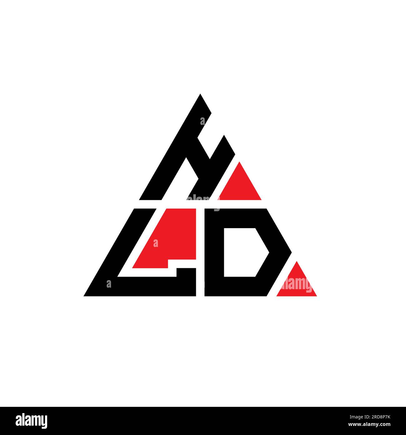 HLD-Logo mit Dreiecksbuchstaben und Dreiecksform. HLD-Dreieck-Logo-Monogramm. HLD-dreieckige Vektor-Logo-Vorlage mit roter Farbe. HLD Triangul Stock Vektor