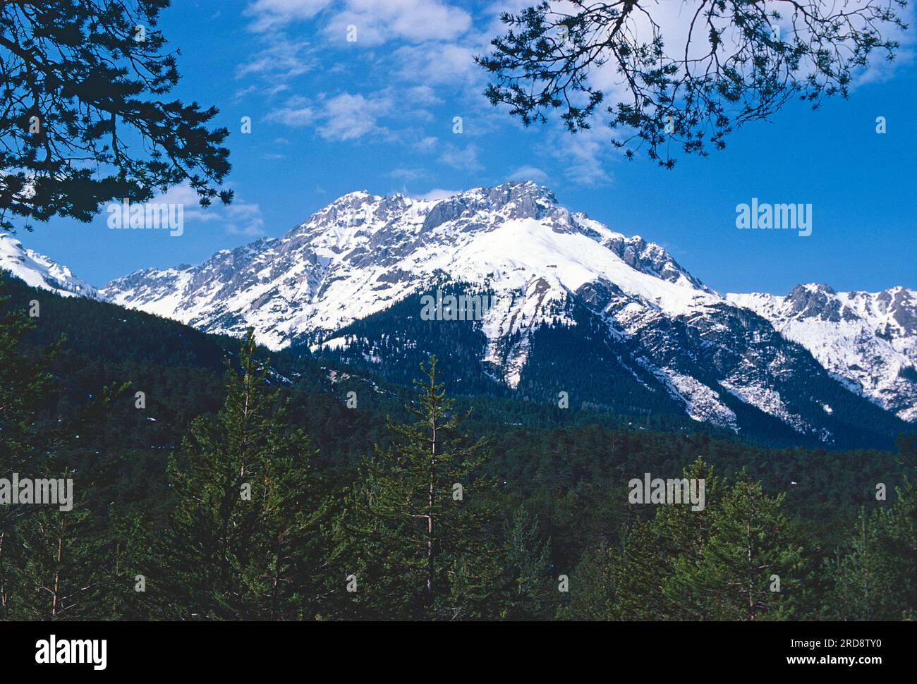 Österreich. Tirol. Berge in der Nähe von Imst. Blick vom Dorf Gunglgrün. Stockfoto