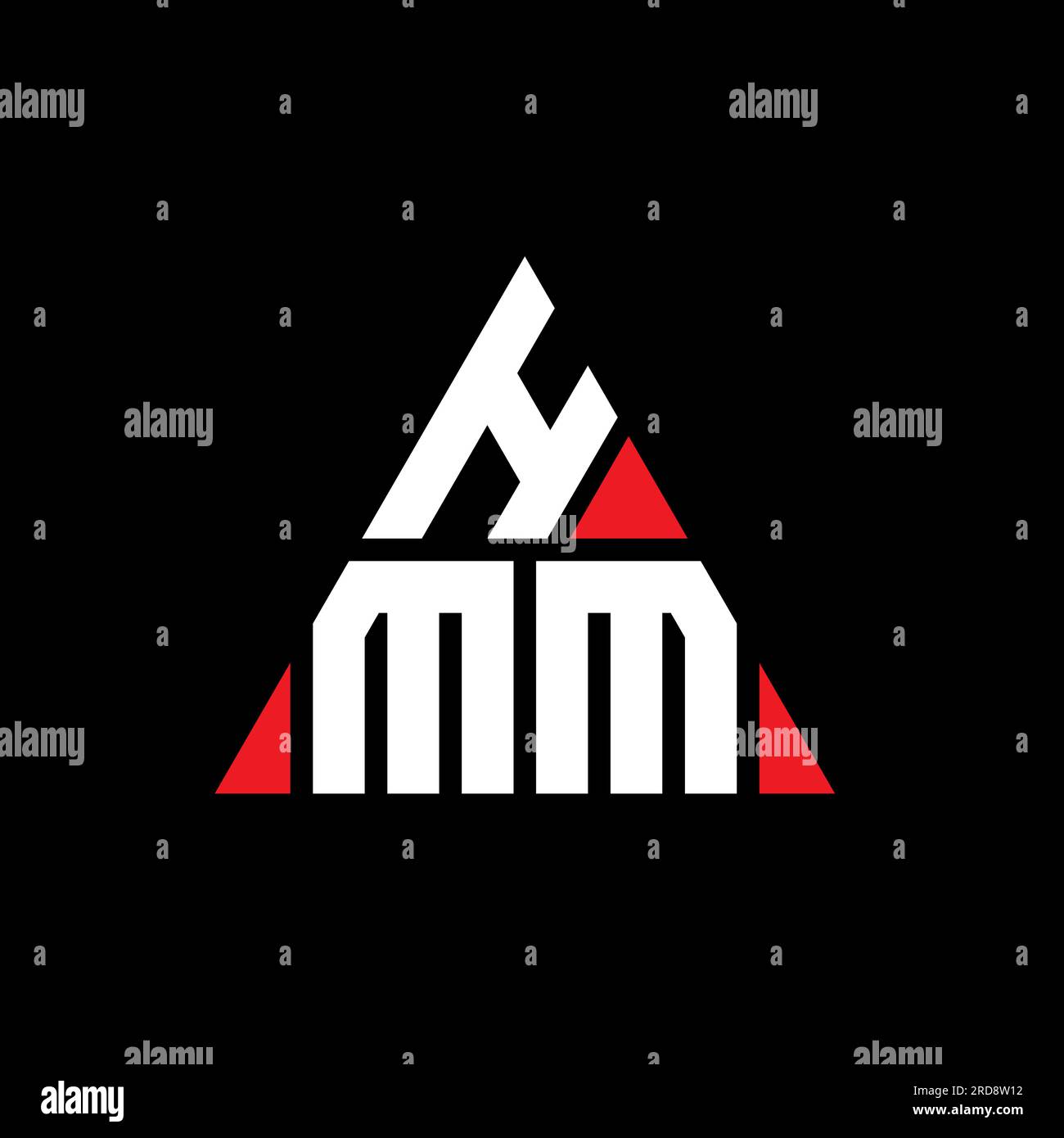 HMM dreieckiges Logo in Dreiecksform. HMM Dreieck-Logo-Design-Monogramm. HMM dreieckige Vektor-Logo-Vorlage mit roter Farbe. TRIANGUL Stock Vektor