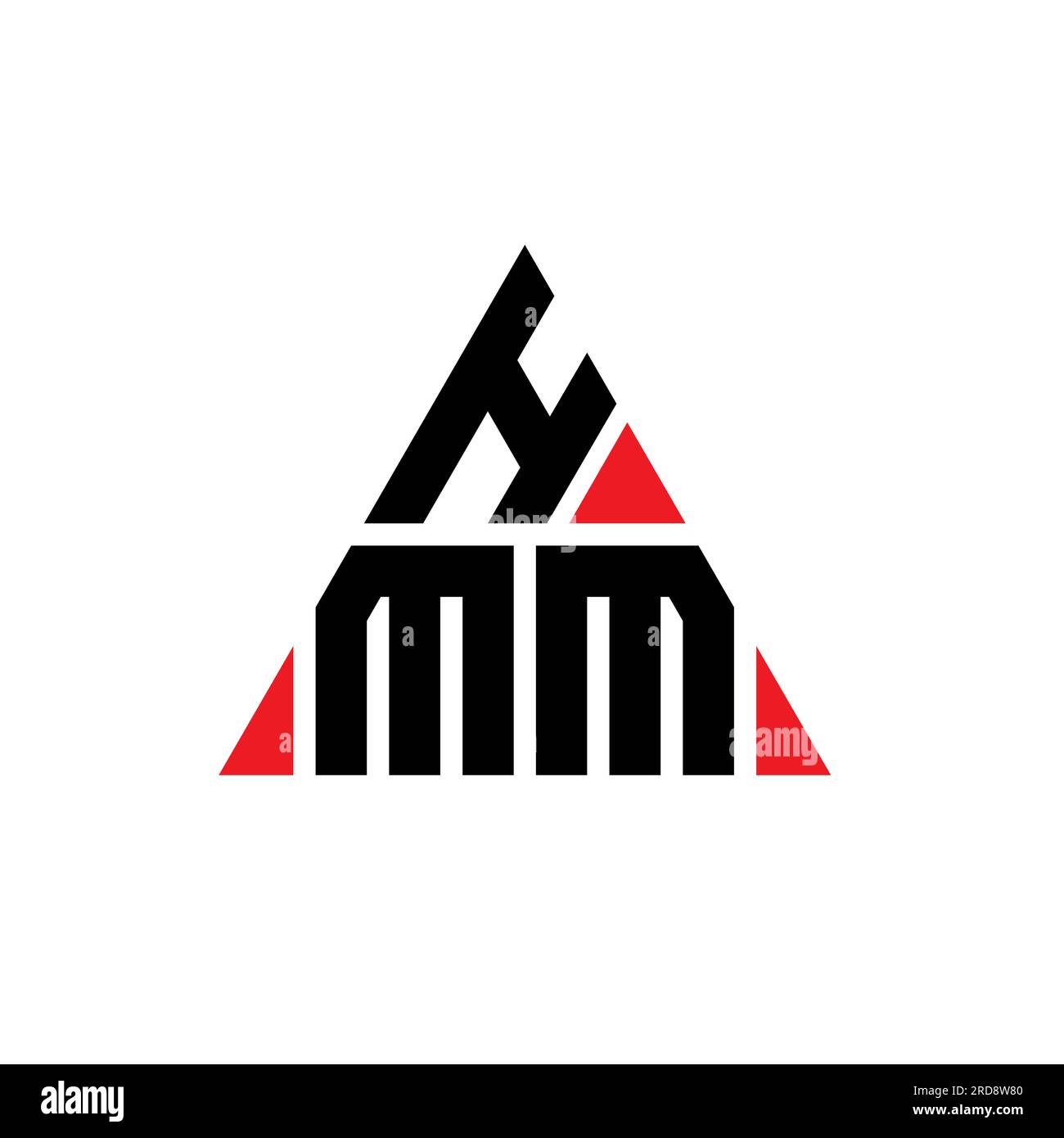 HMM dreieckiges Logo in Dreiecksform. HMM Dreieck-Logo-Design-Monogramm. HMM dreieckige Vektor-Logo-Vorlage mit roter Farbe. TRIANGUL Stock Vektor