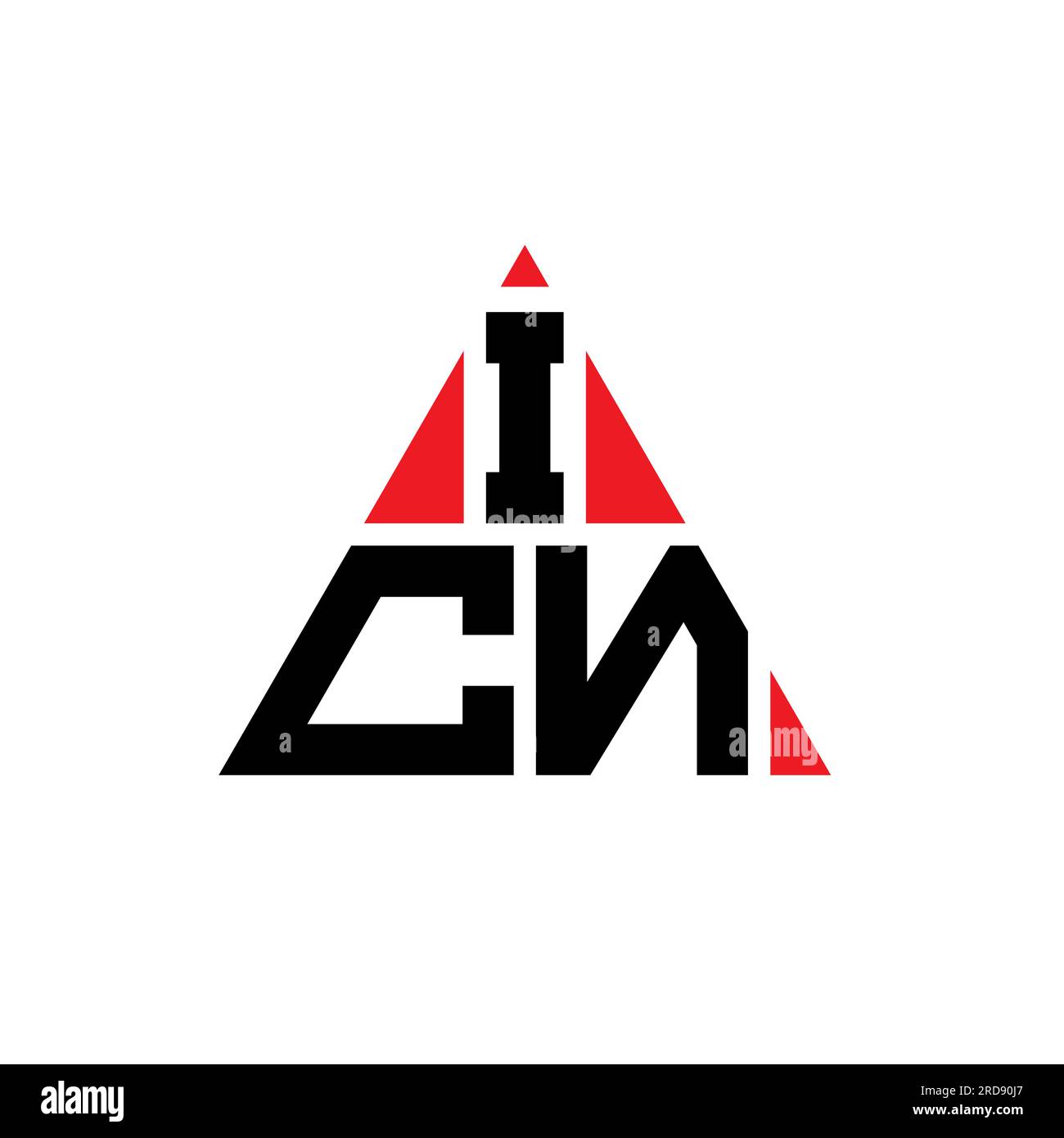 ICN-Logo mit dreieckigem Buchstaben in Dreiecksform. Monogramm mit ICN-Dreieck-Logo. ICN-dreieckige Vektorvorlage mit roter Farbe. ICN-Triangul Stock Vektor