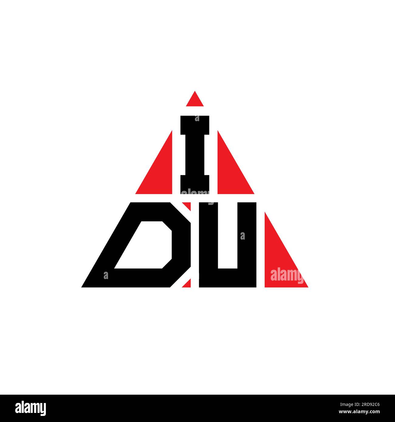 IDU-Logo mit Dreiecksbuchstaben und Dreiecksform. IDU-Dreieck-Logo-Monogramm. IDU-dreieckige Vektorvorlage mit roter Farbe. IDU Triangul Stock Vektor