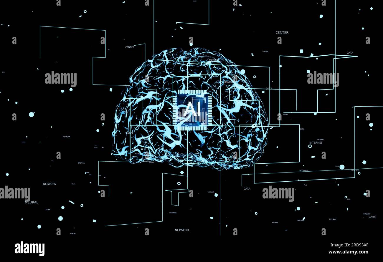 Knstliche Intelligenz zur Simulation von Denkprozessen des menschlichen  Gehirns im Computermodell. KI-Visualisierung, die Algorithmen fr  maschinelles Lernen mit Mustererkennung und 3D-Renderanimation zeigt  Stockfotografie - Alamy