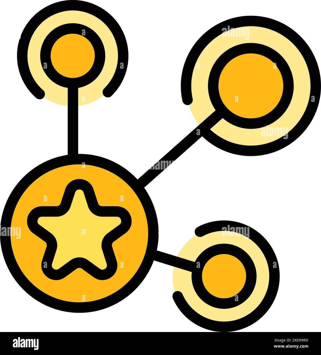 Konturvektor des Symbols für das Produktschema. Projektprozess. Flache Farbe des Geschäftsdiagramms Stock Vektor