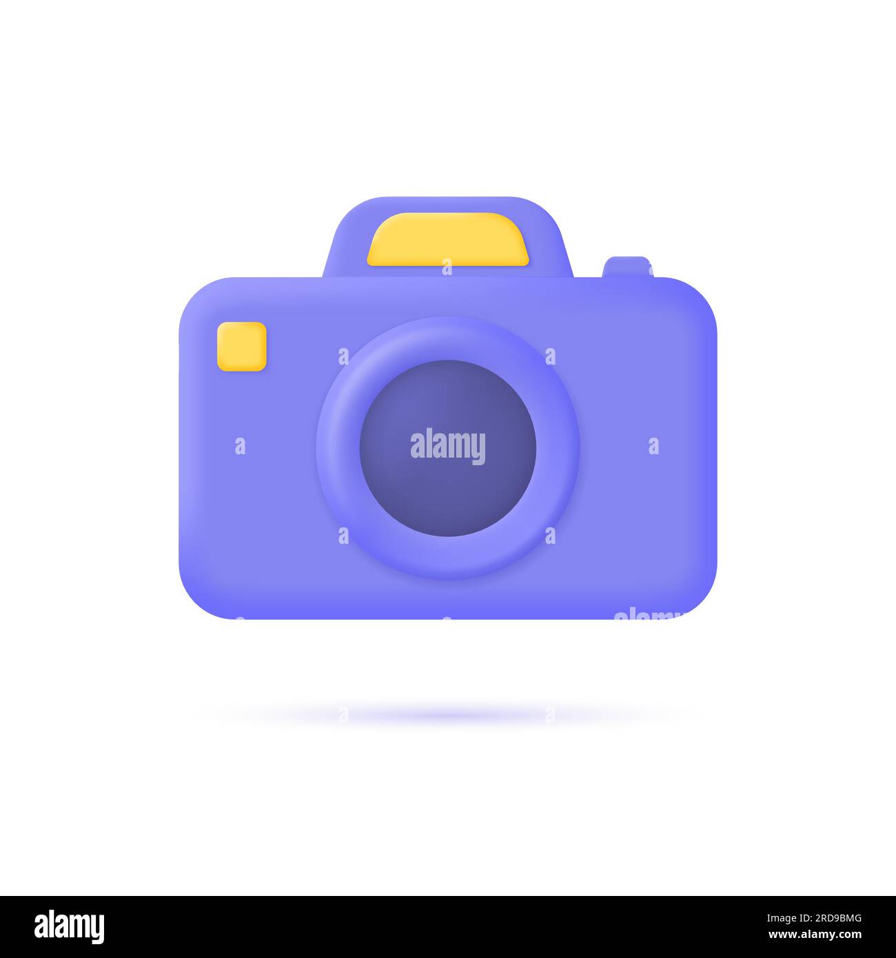 3D Fotokamera-Ikone im minimalistischen Cartoon-Stil. vektordarstellung isoliert auf weißem Hintergrund Stock Vektor