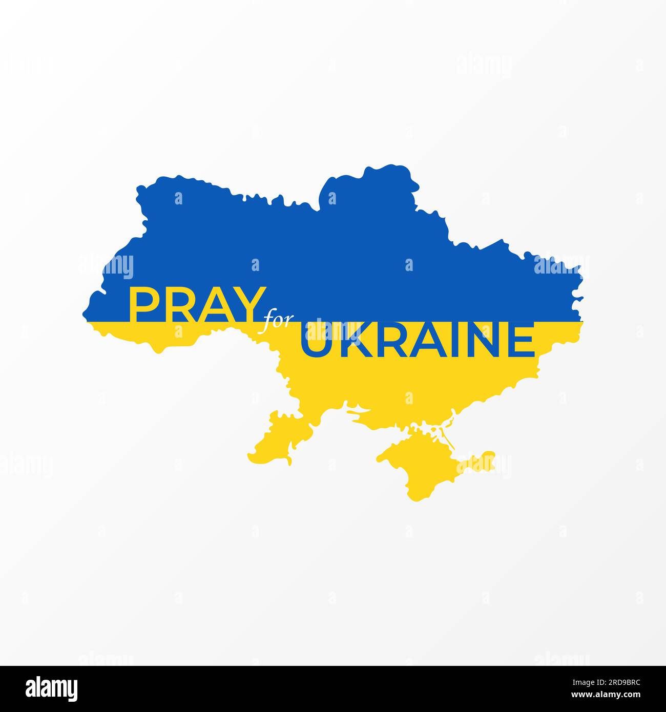 Beten Sie für die Illustration des ukrainischen Konzepts mit Nationalflagge und Karte. Bete für Frieden, beende den Krieg gegen die Ukraine Stock Vektor