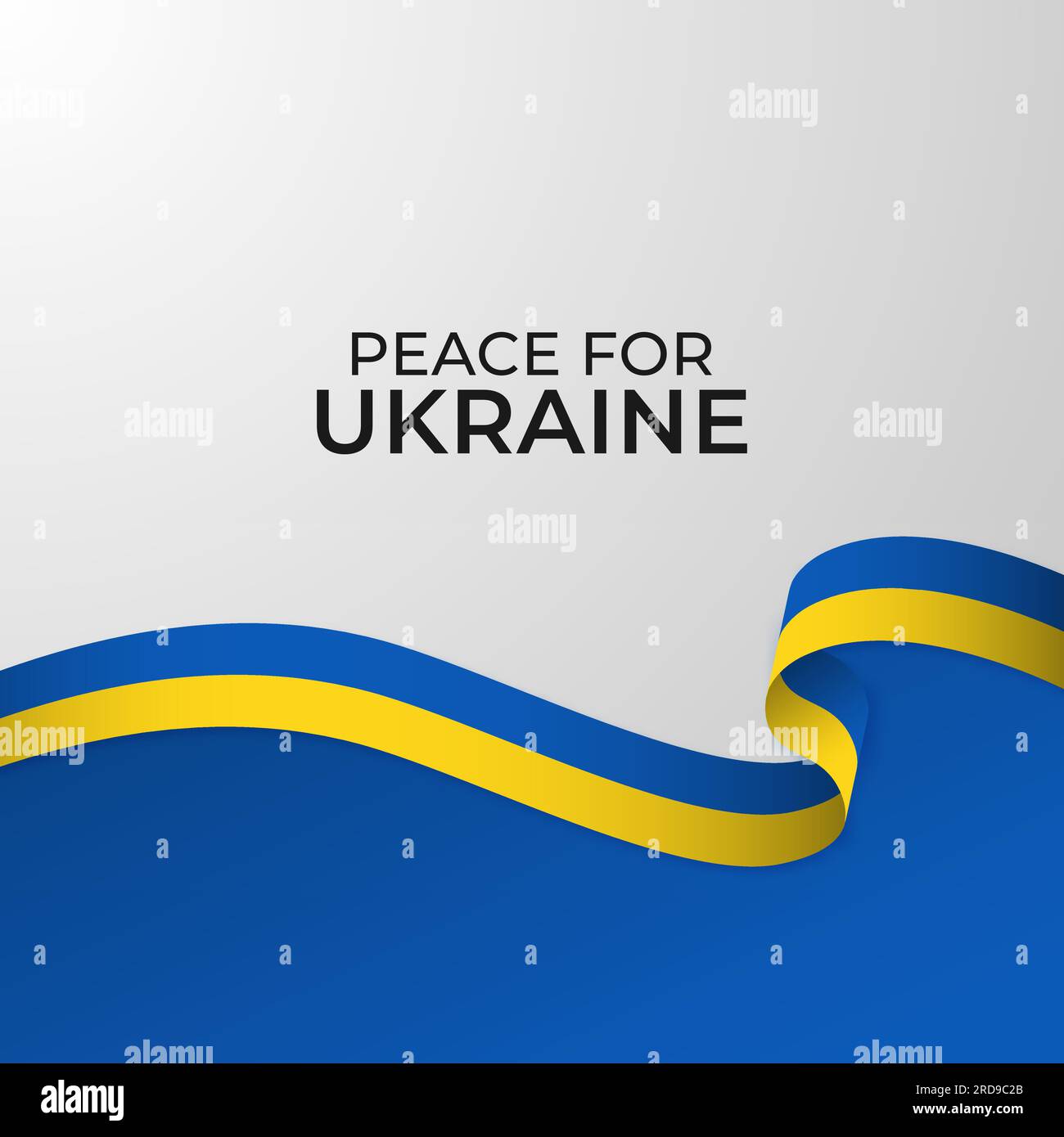 Frieden für die Ukraine mit einem Farbband in den Farben der Nationalflagge. Stoppt den Krieg in der Ukraine. Konzeptvektordarstellung. Stock Vektor