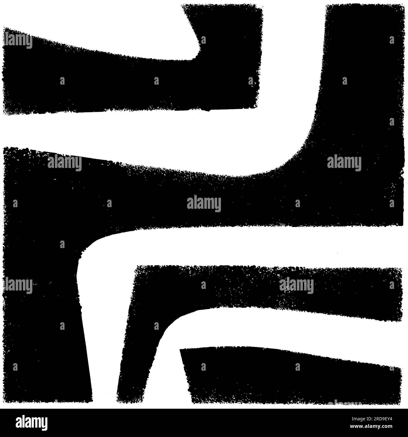 Originale handgefertigte Texturschablone mit abstrakten Motiven in Schwarz und Weiß Stockfoto