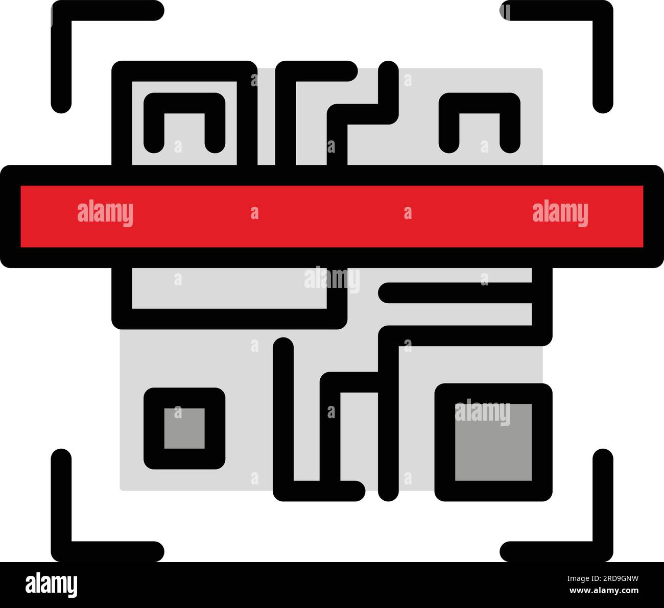 Umrissvektor des Sicherheits-Barcodesymbols. Code scannen. QR-Zahlung in Farbe Stock Vektor