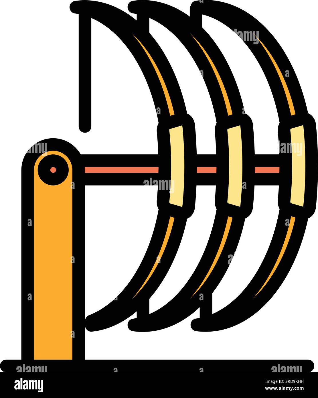 Konturvektor des zusammengesetzten Bogensymbols. Bogenschießpfeil. Bogenschießen, Armbrust, flach Stock Vektor