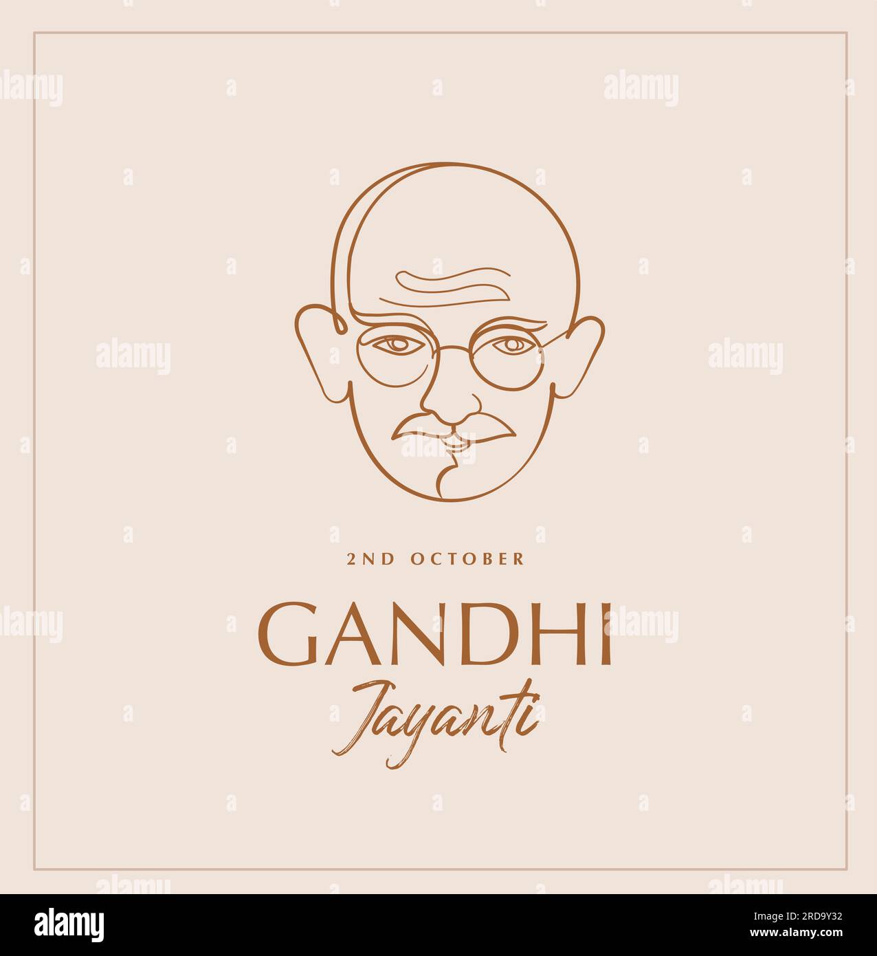Gandhi Jayanti, handgezeichnet, linearer Hintergrund. Mahatma Gandhi-Vektorgrafiken-Illustration. Stock Vektor