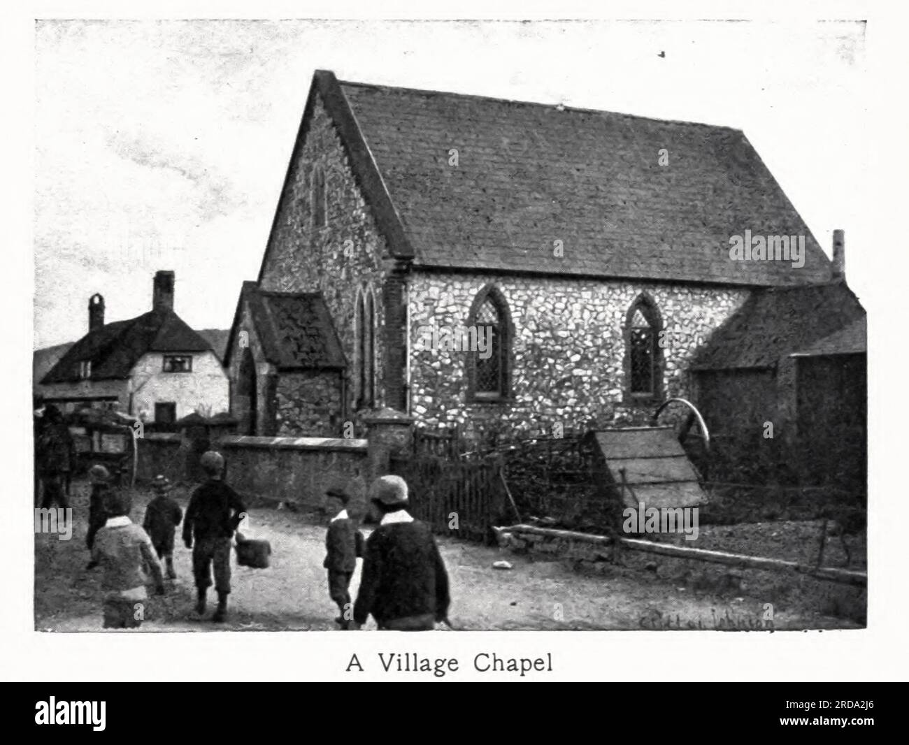 Ein Schwarzweißfoto der Village Chapel aus dem Buch " among English hedgerows " von Clifton Johnson, 1865-1940 Publication date 1899 reprinted in 1914 Publisher New York : the Macmillan co.; London, Macmillan and co., ltd. Stockfoto