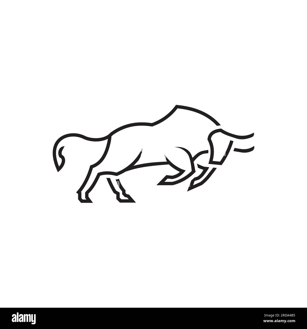 Maskottchen mit „Angry Bull“- oder „Taurus“-Logo. Vector-Illustration, Premium-Logo-Symbol für Unternehmen. Weiße Farbe auf schwarzem Hintergrund Stock Vektor