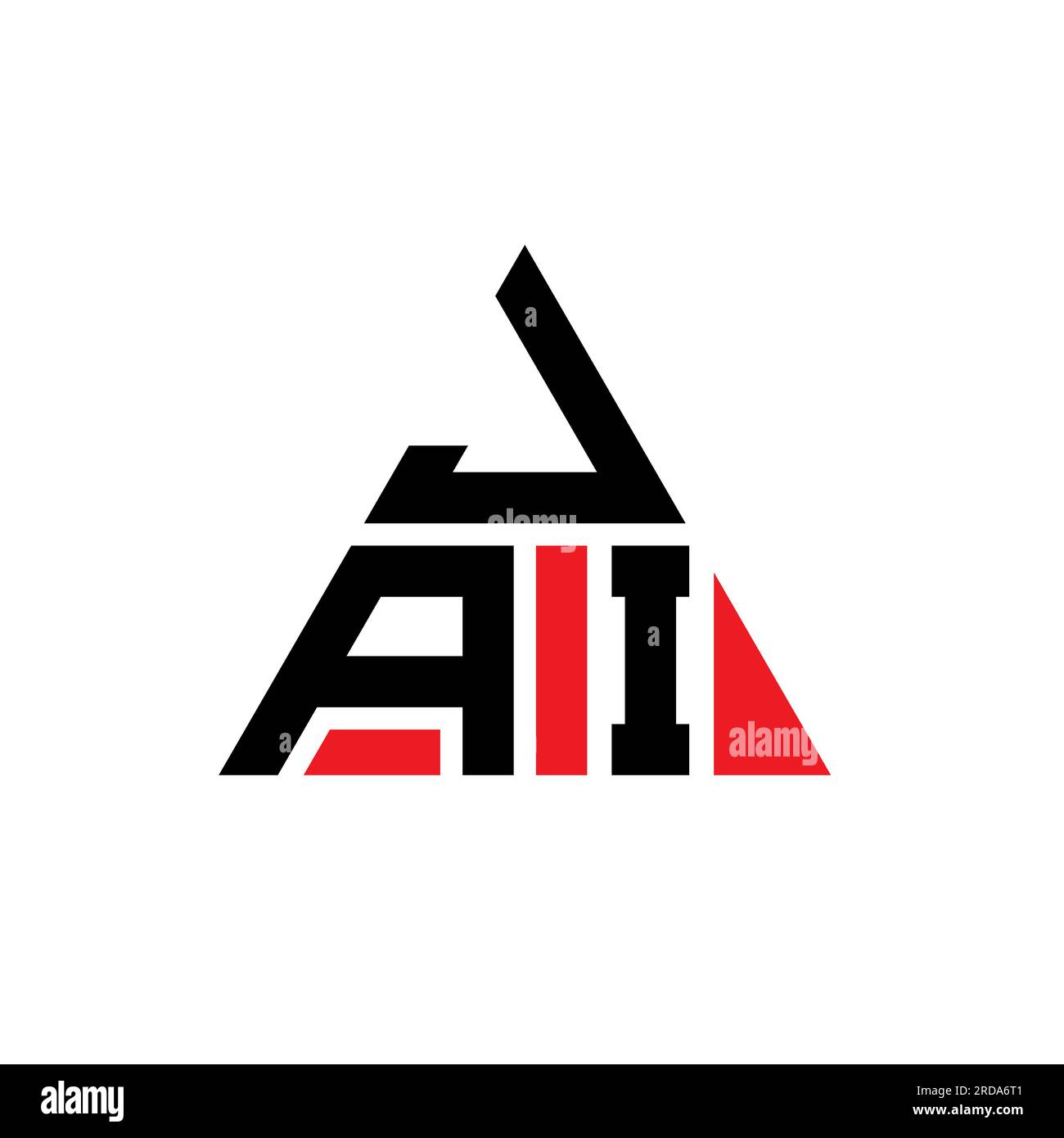 JAI-Logo mit Dreiecksbuchstaben und Dreiecksform. Monogramm mit JAI-Dreieck-Logo. VORLAGE für JAI-Dreieck-Vektor-Logo in roter Farbe. JAI Triangul Stock Vektor