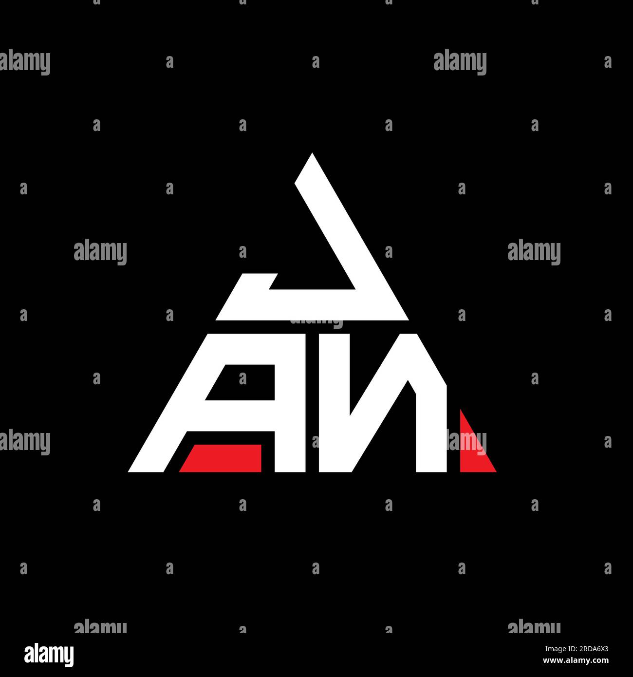 JAN-Logo mit Dreiecksbuchstaben und Dreiecksform. JAN-Dreieck-Logo-Monogramm. JAN-Dreieck-Vektor-Logo-Vorlage mit roter Farbe. JAN Triangul Stock Vektor