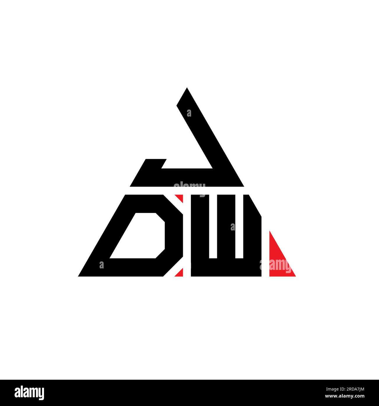 JDW-Logo mit Dreiecksbuchstaben und Dreiecksform. JDW-Dreieck-Logo-Monogramm. JDW-dreieckige Vektor-Logo-Vorlage mit roter Farbe. JDW Triangul Stock Vektor