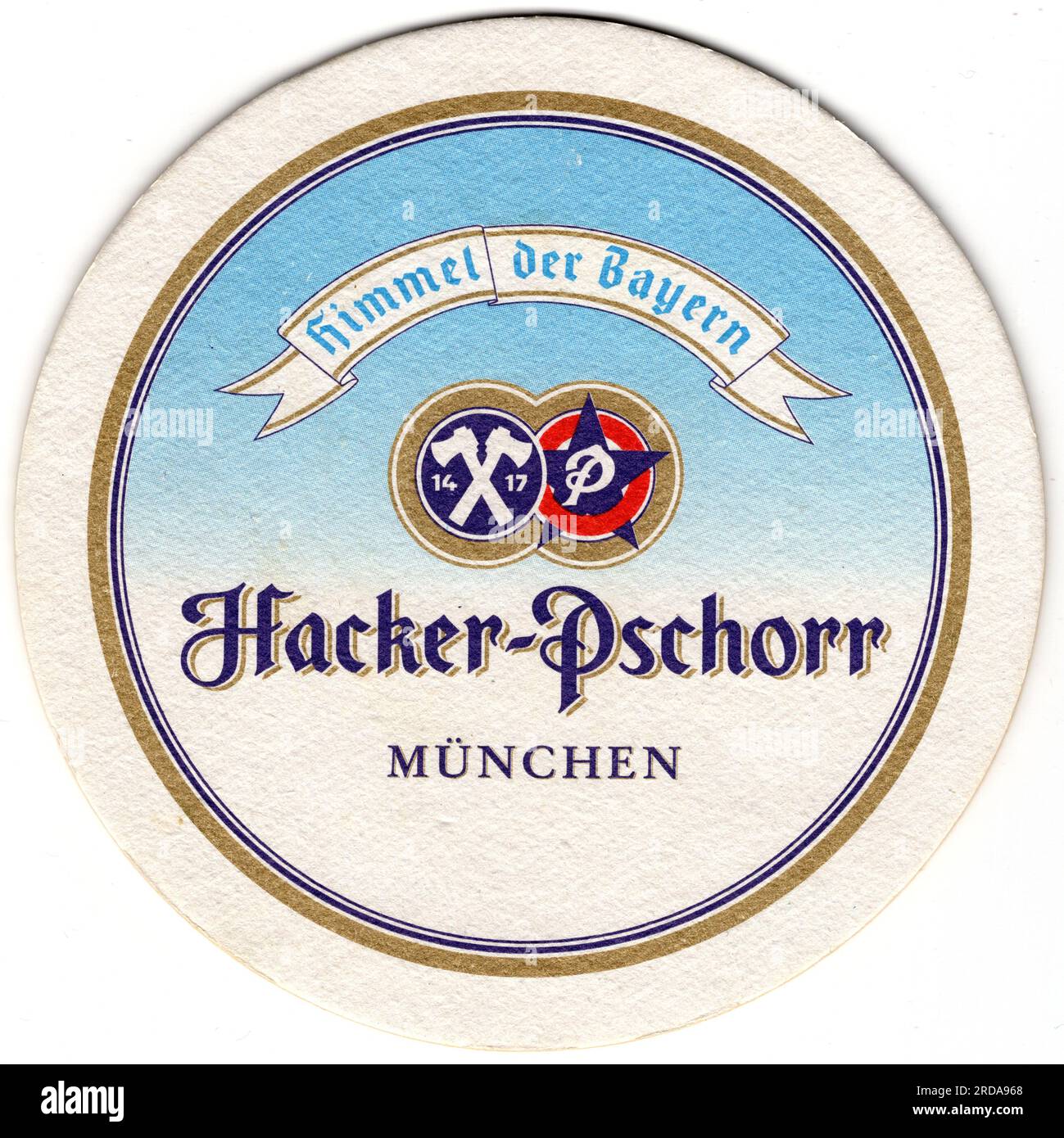 Hackerr-Pschorr München traditionelle Biermatte aus Karton, Deutschland, 18. April 2023 Stockfoto