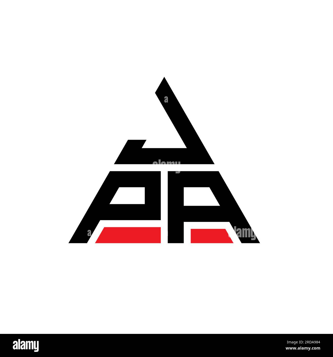 JPA-Logo mit Dreiecksbuchstaben und Dreiecksform. Monogramm mit JPA-Dreieck-Logo. JPA-dreieckige Vektor-Logo-Vorlage mit roter Farbe. JPA Triangul Stock Vektor