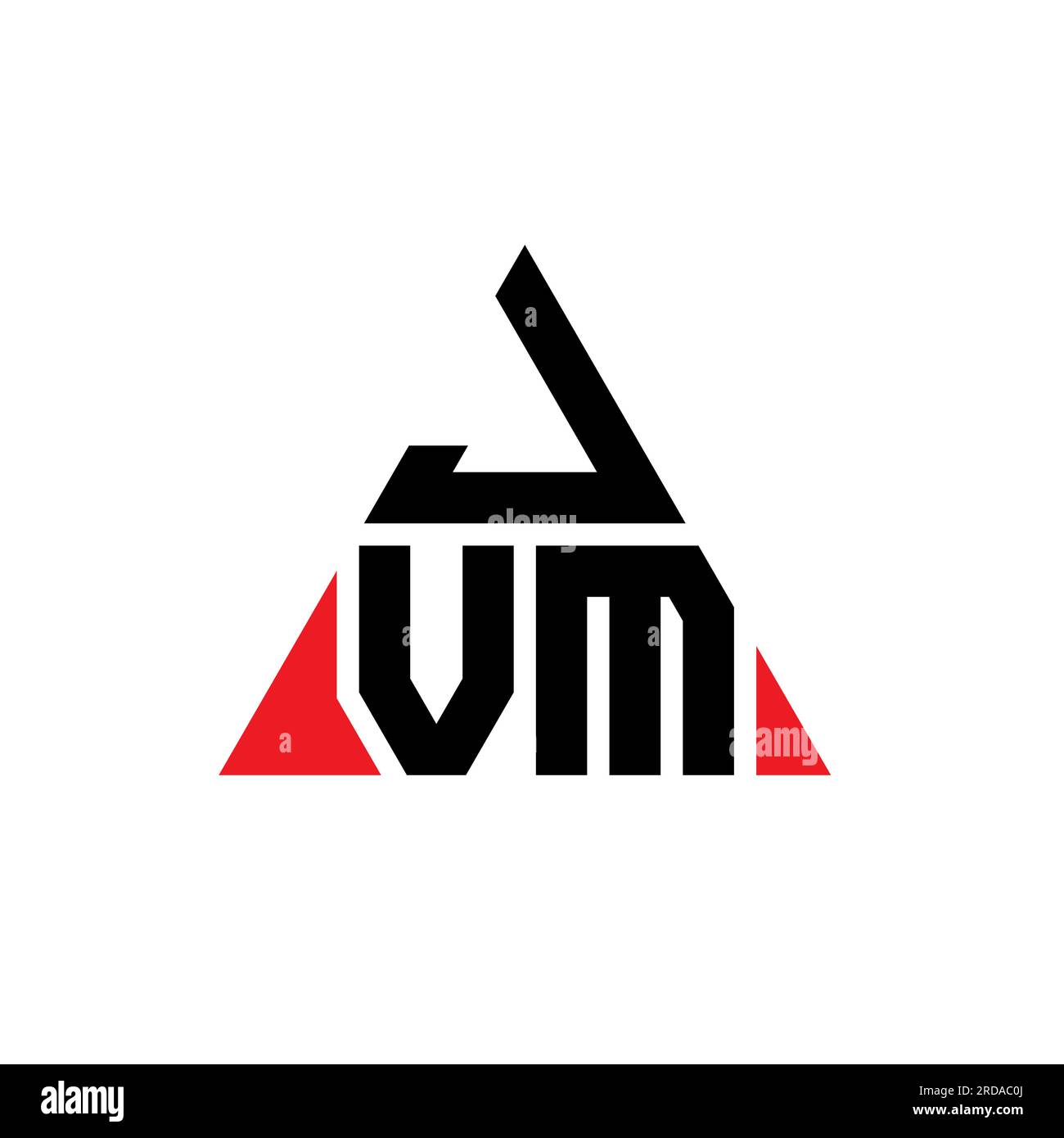 JVM-Logo mit Dreiecksbuchstaben und Dreiecksform. Monogramm mit JVM-Dreieckslogo. Vorlage für JVM-Dreiecksvektor-Logo in roter Farbe. JVM-Triangul Stock Vektor