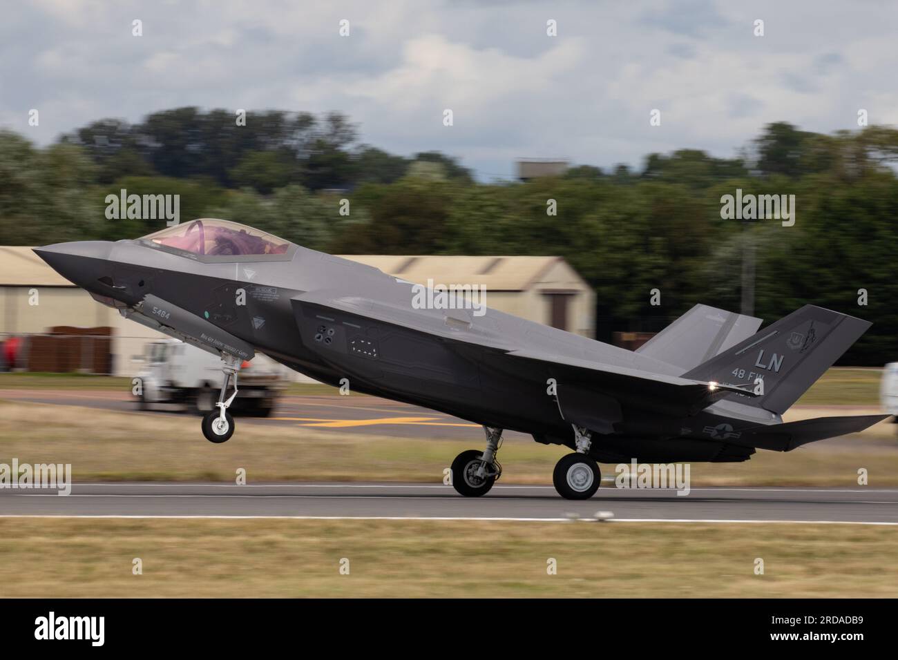 USAF F-35 Lightning II landet auf RIAT Fairford 2023. Stockfoto