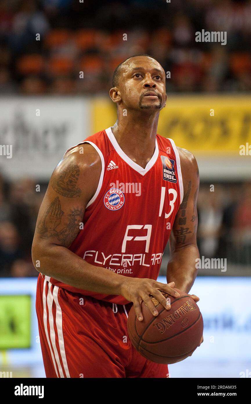 JE'KEL FOSTER Aktion Basketball Bundesliga FC Bayern München - EWE Körbe Oldenburg 14.1.2012 im Audi Dome München Stockfoto