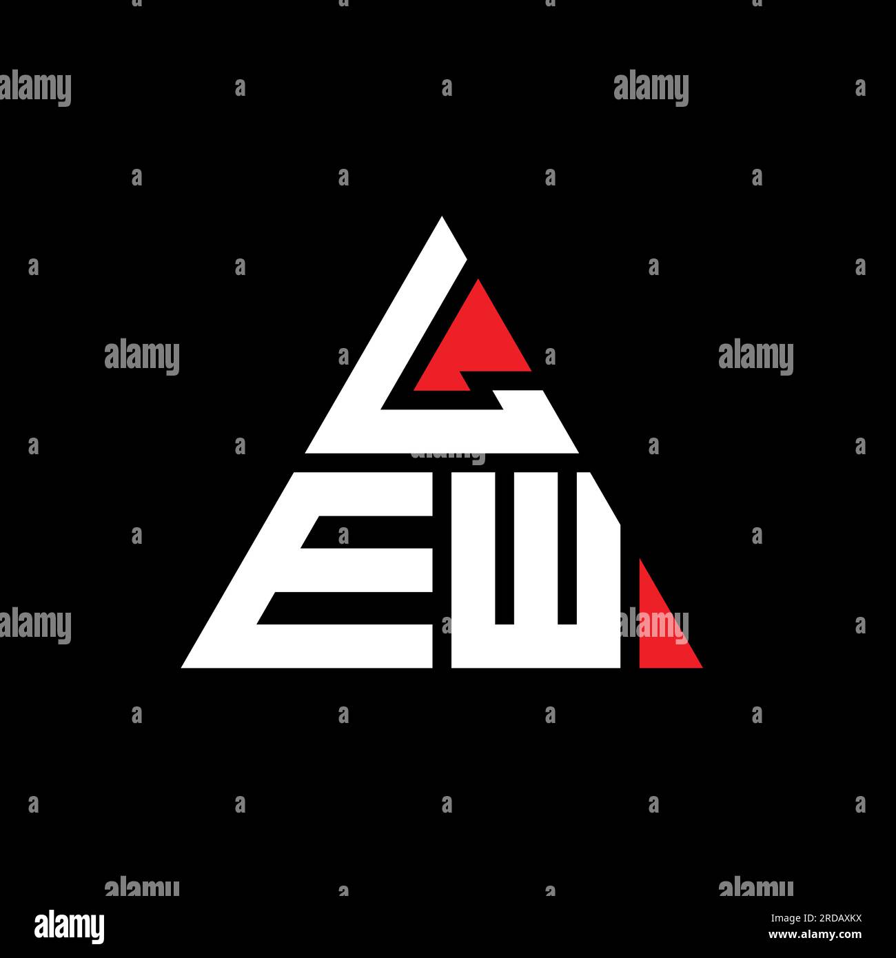 LOGO mit SCHRÄGEN Dreiecksbuchstaben und Dreiecksform. LEW-Dreieck-Logo-Monogramm. LEW-Dreieck-Vektor-Logo-Vorlage mit roter Farbe. LEW Triangul Stock Vektor