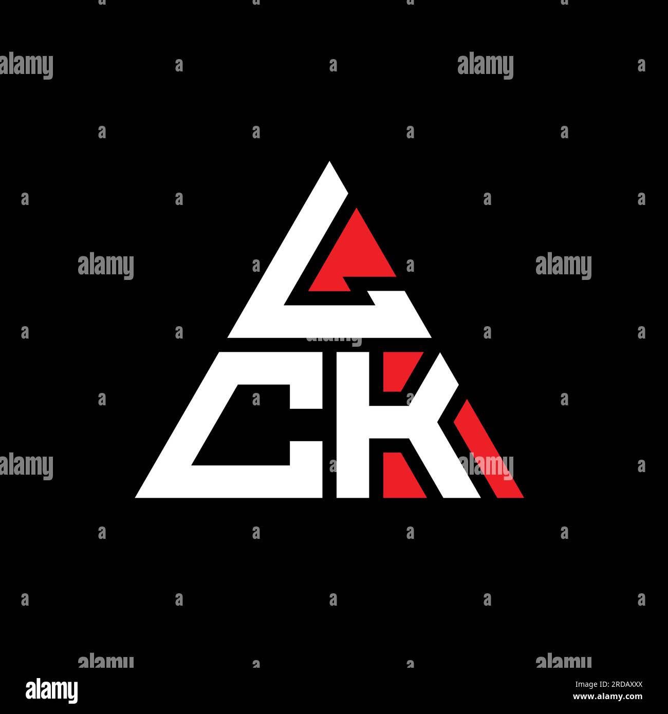 LCK-Logo mit Dreiecksbuchstaben und Dreiecksform. LCK-Dreieck-Logo-Monogramm. LCK-dreieckige Vektor-Logo-Vorlage mit roter Farbe. LCK Triangul Stock Vektor